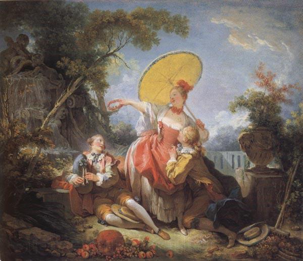 Jean-Honore Fragonard The Musical Contest Norge oil painting art